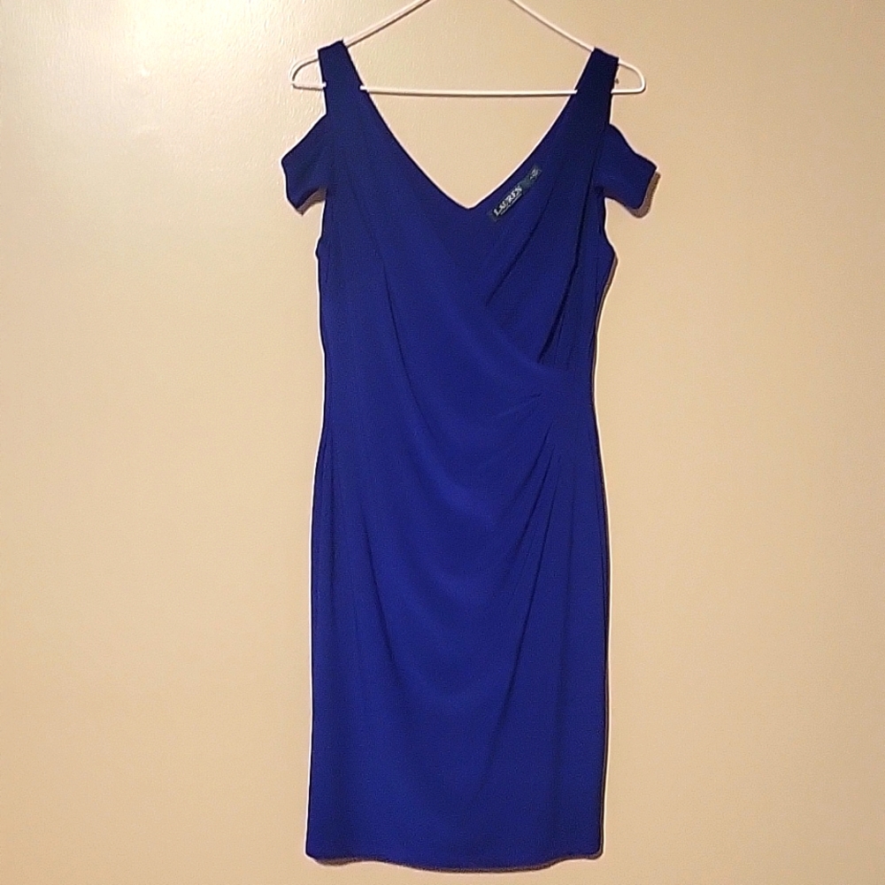 Lauren Ralph Lauren Royal Blue Sleeveless V Neck Mini Dress Womens Size 4